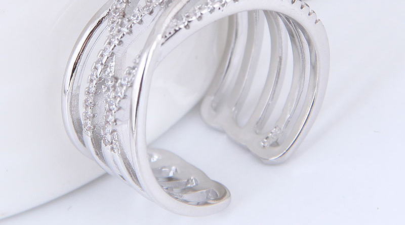 Fashion Silver Color Full Diamond Decorated Multi-layer Opening Ring,Fashion Rings
