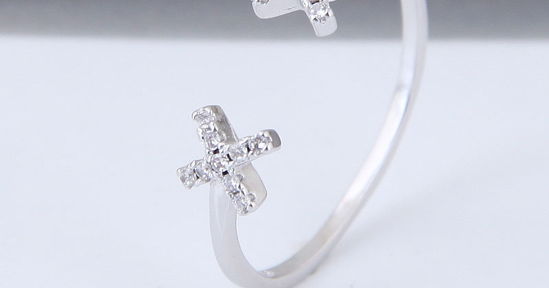 Fashion Silver Color Cross Shape Decorated Opening Ring,Fashion Rings