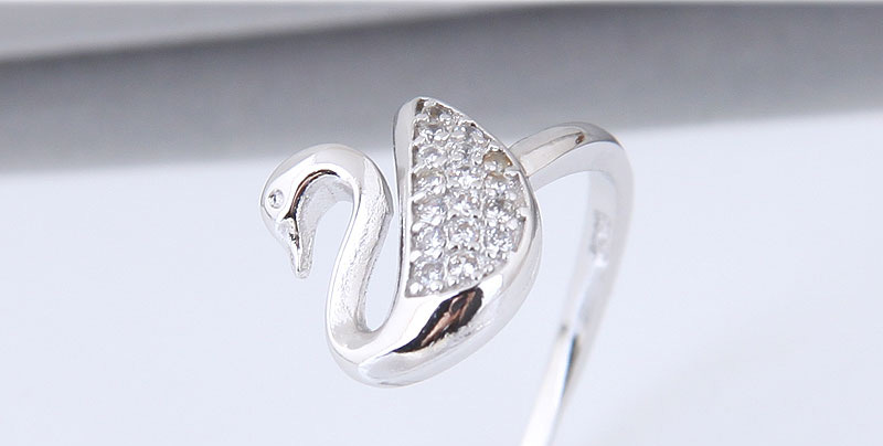 Fashion Silver Color Swan Shape Decorated Opening Ring,Fashion Rings