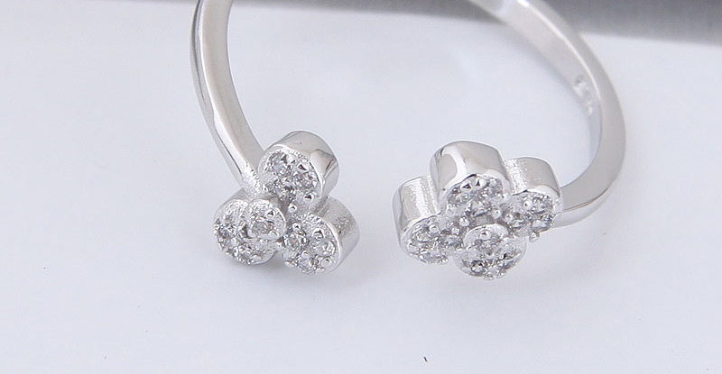 Fashion Silver Color Flower Shape Decorated Opening Ring,Fashion Rings