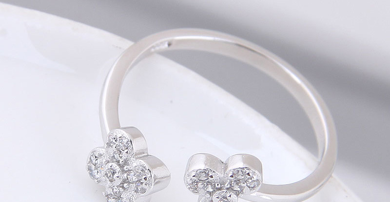 Fashion Silver Color Flower Shape Decorated Opening Ring,Fashion Rings