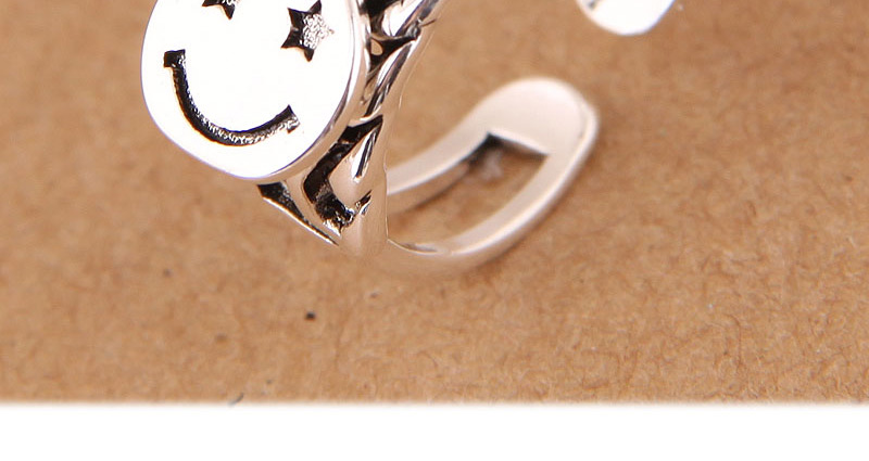 Vintage Silver Color Face Shape Decorated Opening Ring,Fashion Rings