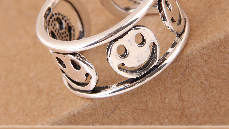Vintage Silver Color Hollow Out Design Face Shape Opening Ring,Fashion Rings