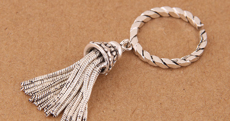 Vintage Silver Color Tassel Decorated Opening Ring,Fashion Rings