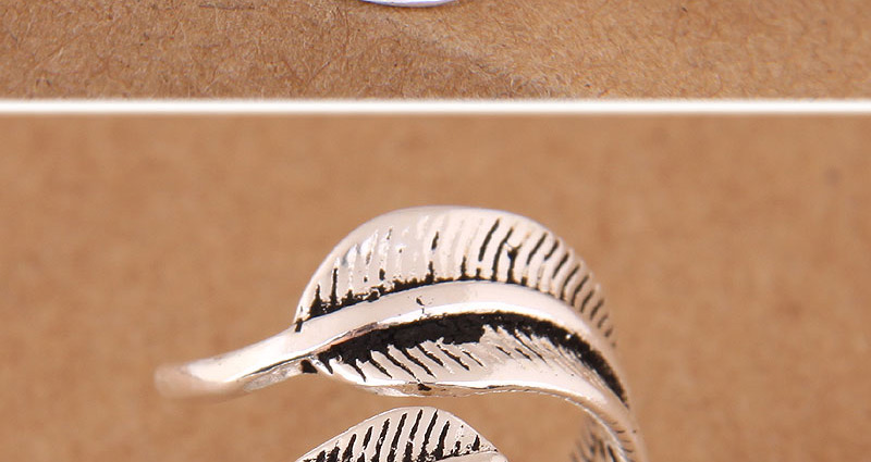 Vintage Silver Color Leaf Shape Decorated Opening Ring,Fashion Rings