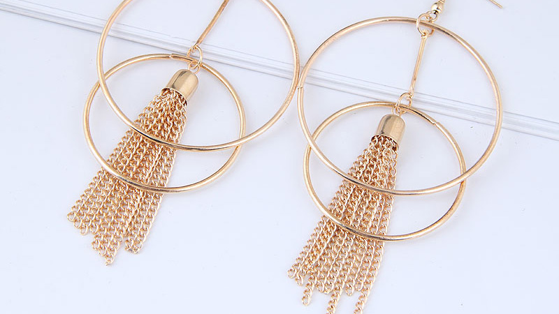 Fashion Gold Color Circular Ring Shape Decorated Earrings,Drop Earrings