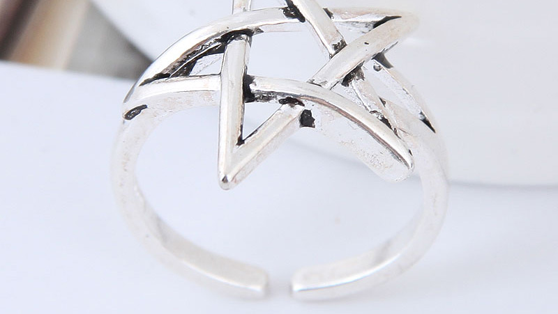 Vintage Silver Color Star Shape Decorated Ring,Fashion Rings