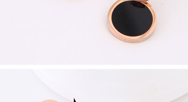 Fashion Rose Gold+black Round Shape Decorated Earrings,Stud Earrings