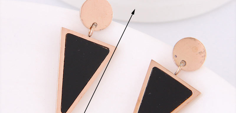 Fashion Black Triangle Shape Decorated Earrings,Earrings