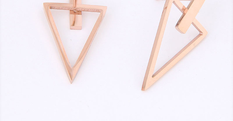 Fashion Rose Gold Triangle Shape Decorated Earrings,Stud Earrings
