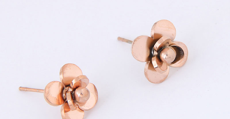 Fashion Rose Gold Flower Shape Decorated Earrings,Earrings