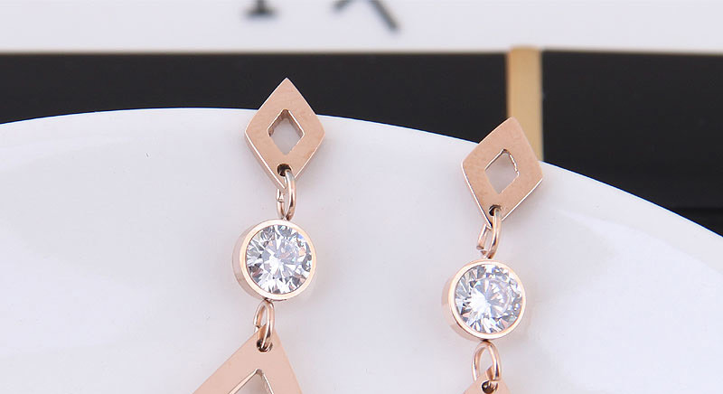 Fashion Rose Gold Rhombus Shape Decorated Earrings,Earrings