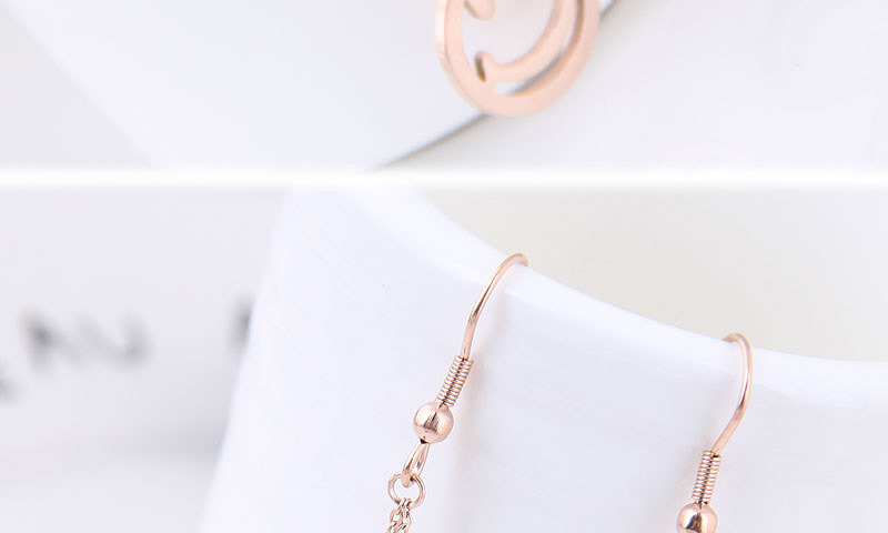 Fashion Rose Gold Smile Shape Decorated Earrings,Earrings
