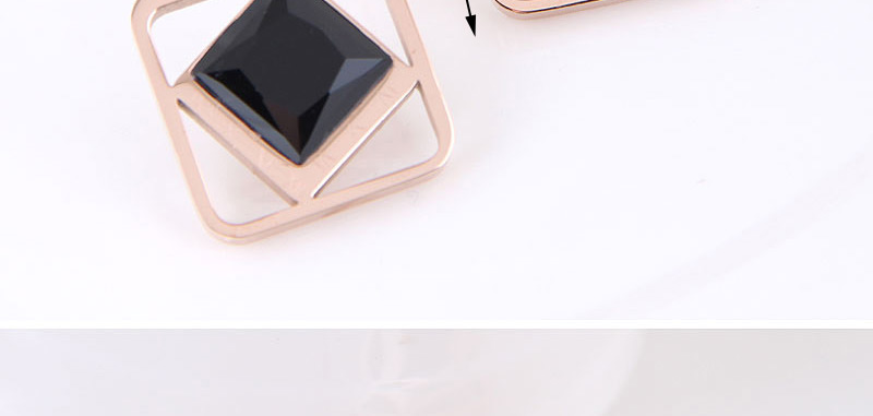 Fashion Rose Gold+black Square Shape Decorated Earrings,Earrings