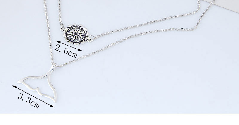 Fashion Silver Color Sun Flower Shape Decorated Necklace,Multi Strand Necklaces