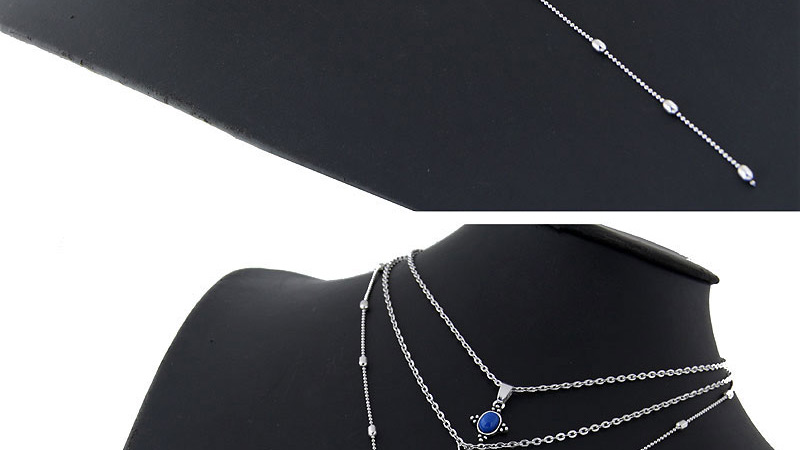 Fashion Silver Color Moon Shape Decorated Multi-layer Necklace,Multi Strand Necklaces