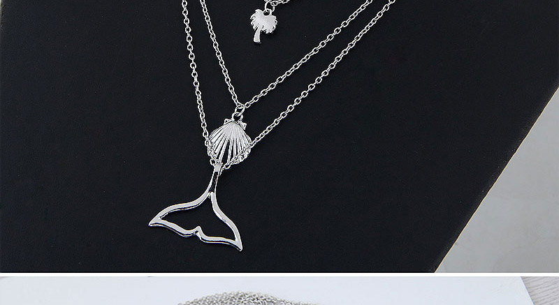Fashion Silver Color Mermaid Shape Decorated Multi-layer Necklace,Multi Strand Necklaces