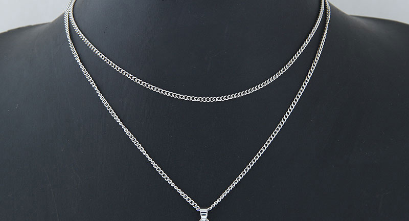 Vintage Silver Color Water Drop Shape Decorated Necklace,Multi Strand Necklaces