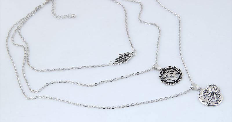 Fashion Silver Color Moon&sun Shape Decorated Necklace,Pendants