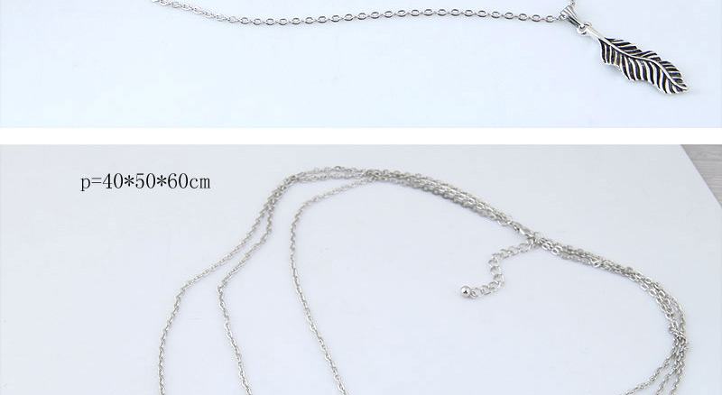 Fashion Silver Color Leaf&hand Shape Decorated Necklace,Multi Strand Necklaces