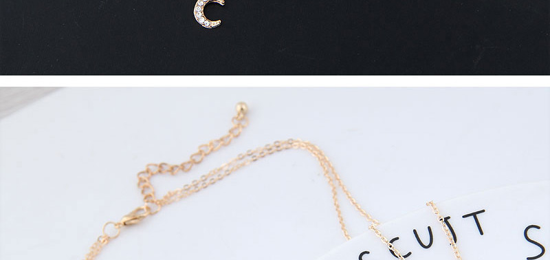 Fashion Gold Color Moon Shape Decorated Necklace,Multi Strand Necklaces