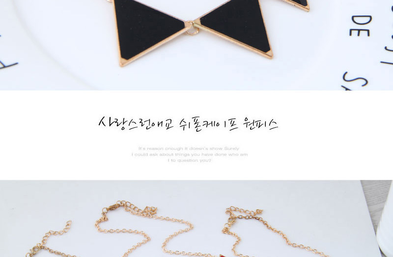 Fashion Red+gold Color Triangle Shape Decorated Necklace,Bib Necklaces