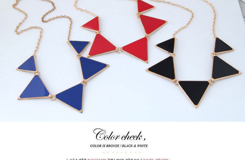 Fashion Red+gold Color Triangle Shape Decorated Necklace,Bib Necklaces