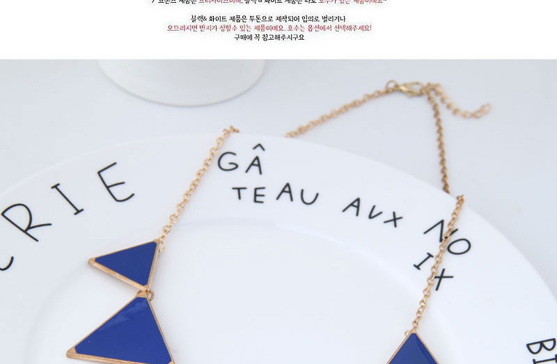 Fashion Blue+gold Color Triangle Shape Decorated Necklace,Bib Necklaces