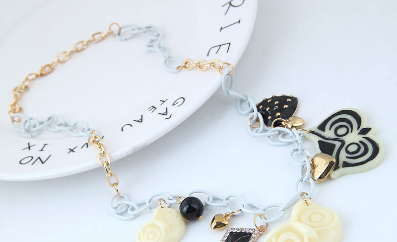 Fashion Black+white Heart&owl Shape Decorated Necklace,Bib Necklaces