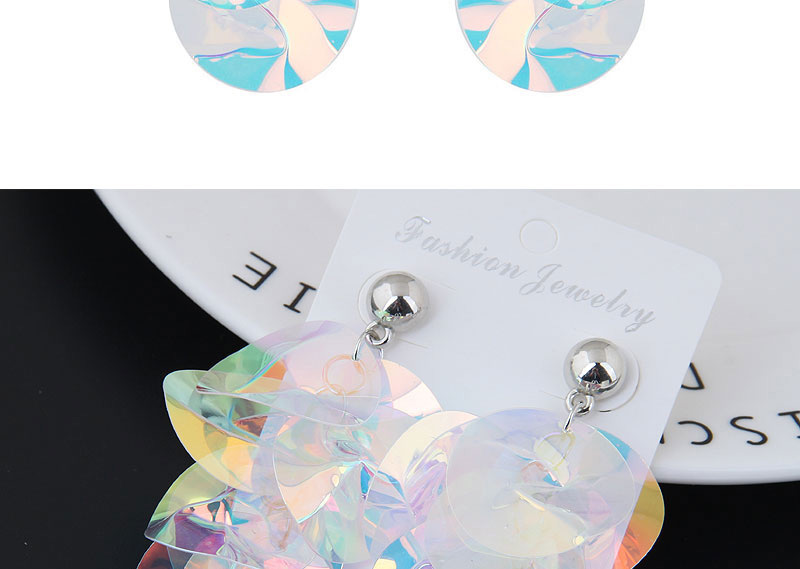Fashion Silver Color Round Shape Decorated Paillette Earrings,Drop Earrings