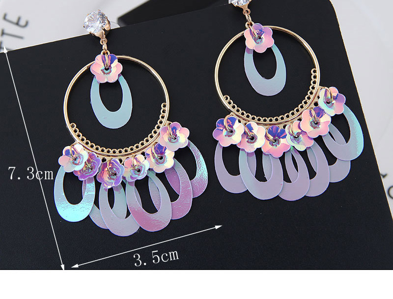 Fashion Purple Circular Ring Shape Decorated Earrings,Drop Earrings