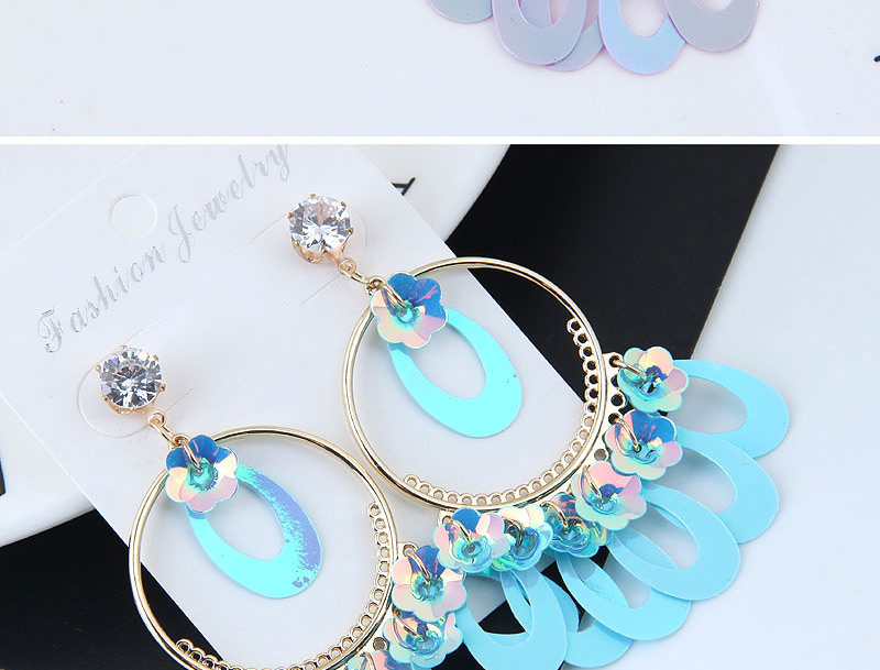 Simple Blue Circular Ring Shape Decorated Earrings,Drop Earrings