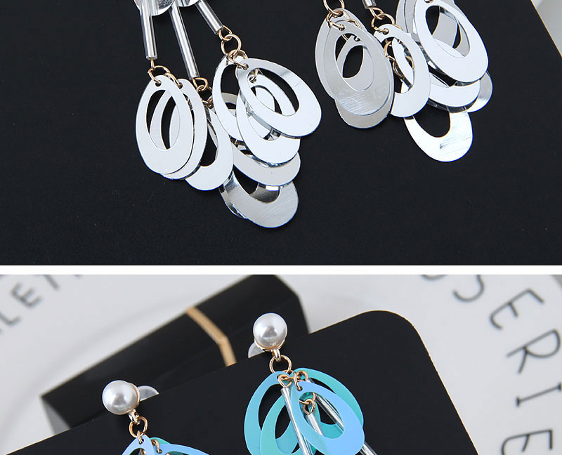 Fashion Blue Oval Shape Decorated Paillette Earrings,Drop Earrings