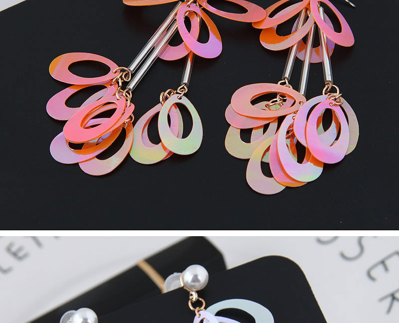 Fashion Pink Oval Shape Decorated Paillette Earrings,Drop Earrings