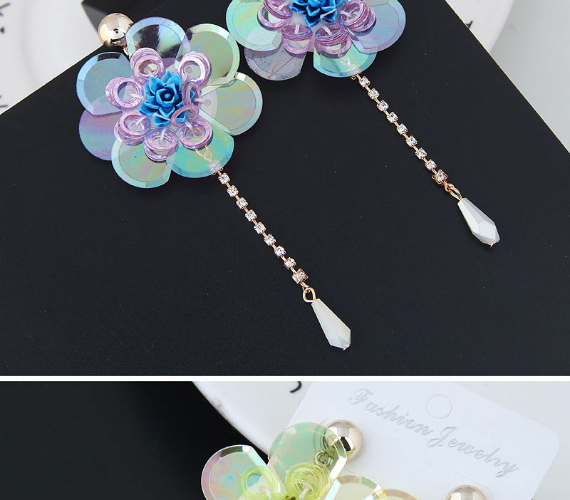 Fashion Silver Color Flower Shpe Decorated Paillette Earrings,Drop Earrings