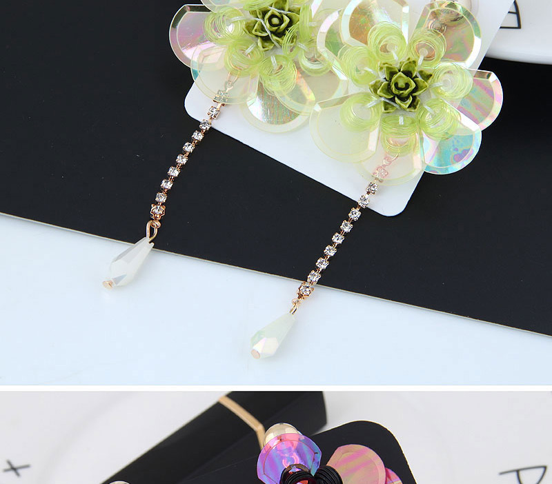 Fashion Silver Color Flower Shpe Decorated Paillette Earrings,Drop Earrings