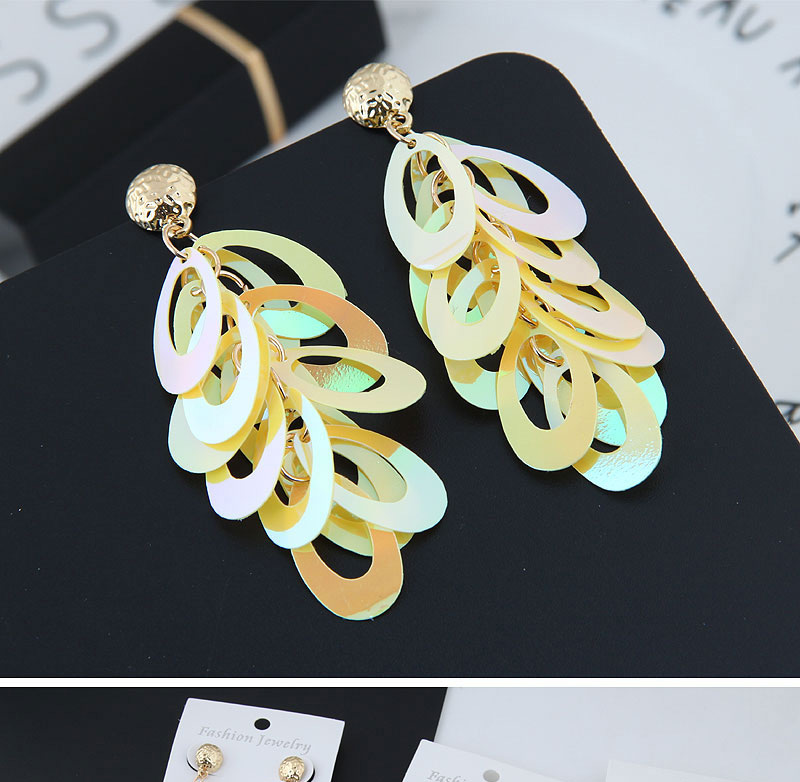 Fashion Gold Color Oval Shape Decorated Paillette Earrings,Drop Earrings
