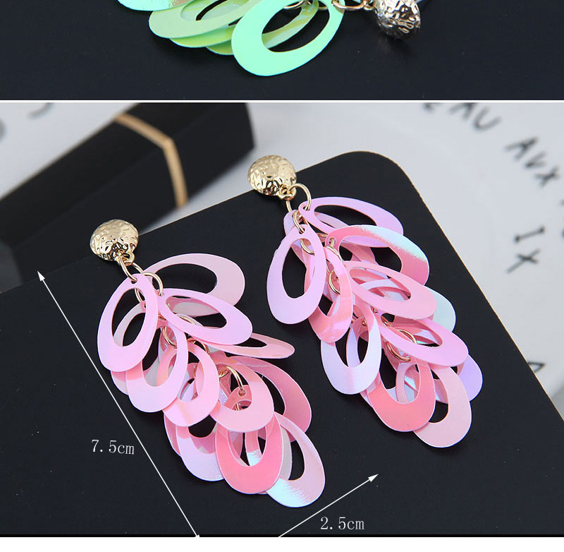 Fashion Pink Oval Shape Decorated Paillette Earrings,Drop Earrings