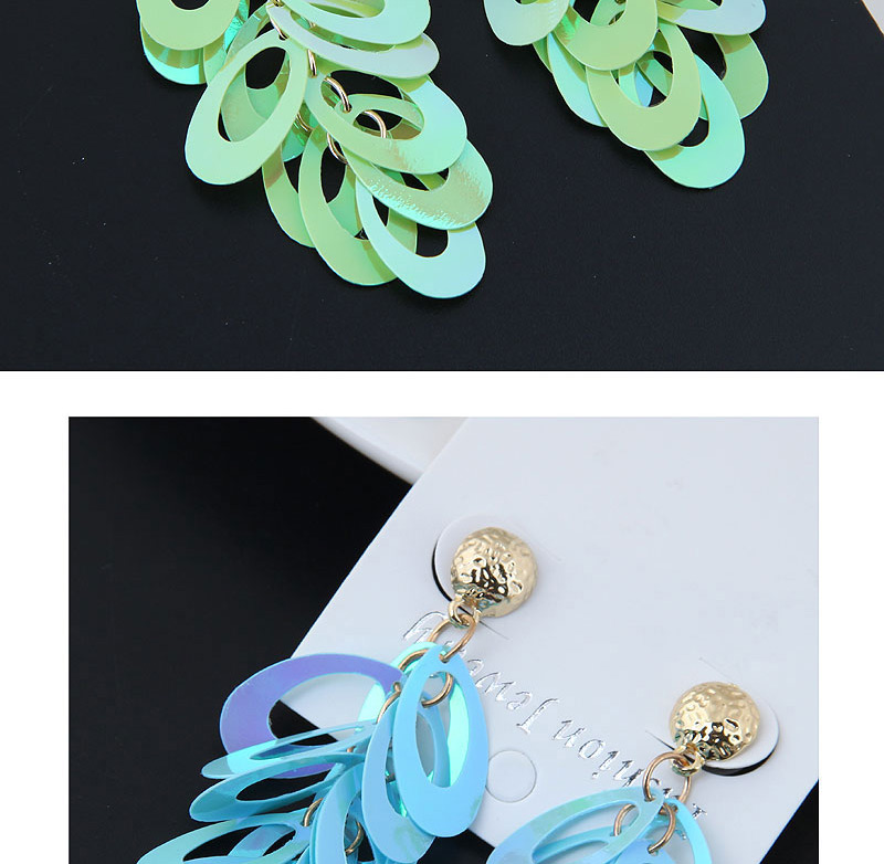 Fashion Green Oval Shape Decorated Paillette Earrings,Drop Earrings