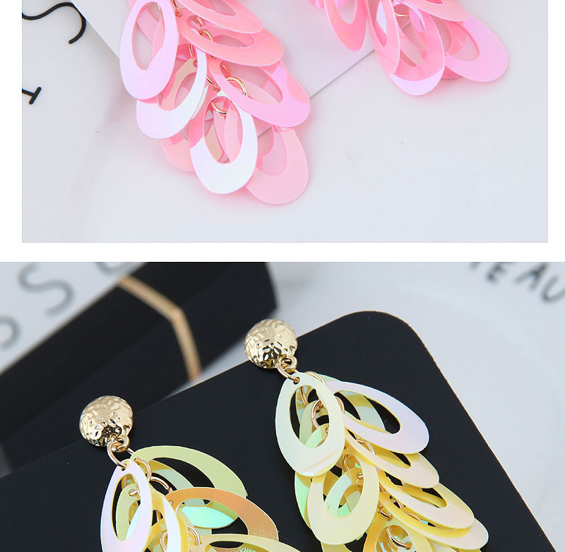 Fashion Silver Color Oval Shape Decorated Paillette Earrings,Drop Earrings