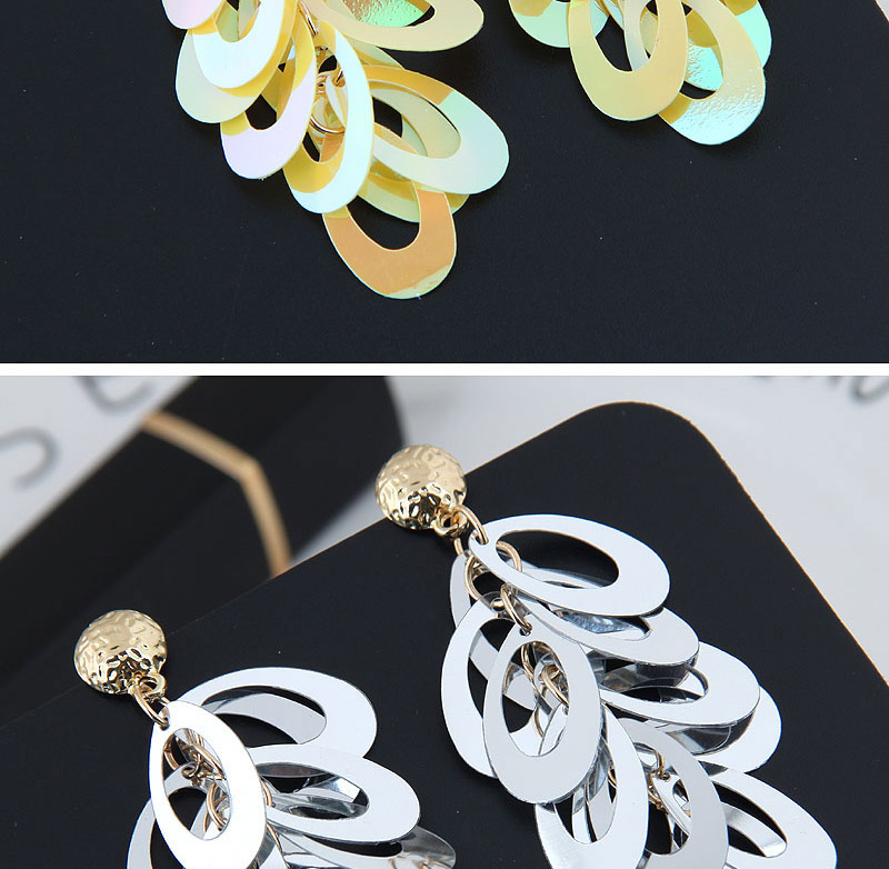 Fashion Gold Color Oval Shape Decorated Paillette Earrings,Drop Earrings