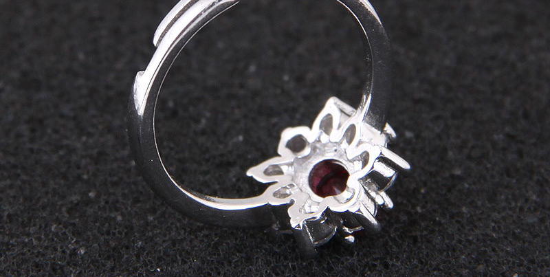 Elegant Red Flower Shape Design Opening Ring,Fashion Rings