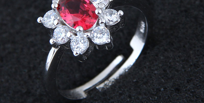 Elegant Red Flower Shape Design Opening Ring,Fashion Rings