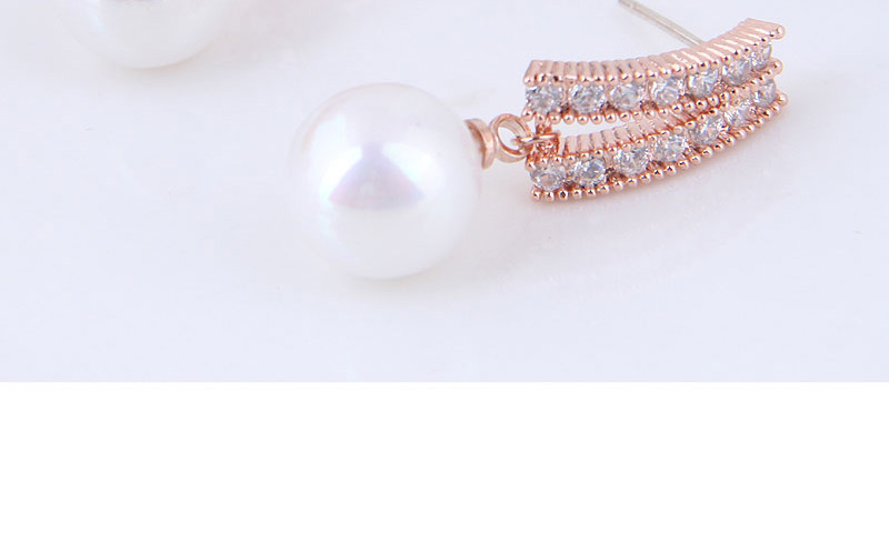 Elegant Silver Color Pearls&diamond Decorated Simple Earrings,Stud Earrings