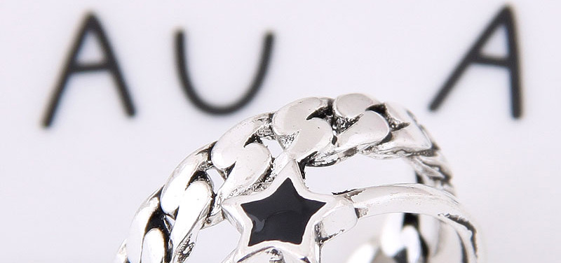 Elegant Antique Silver Star Shape Decorated Double Layer Ring,Fashion Rings