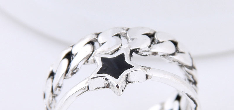 Elegant Antique Silver Star Shape Decorated Double Layer Ring,Fashion Rings