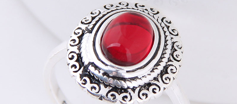 Elegant Red Round Shape Gemstone Decorated Ring,Fashion Rings