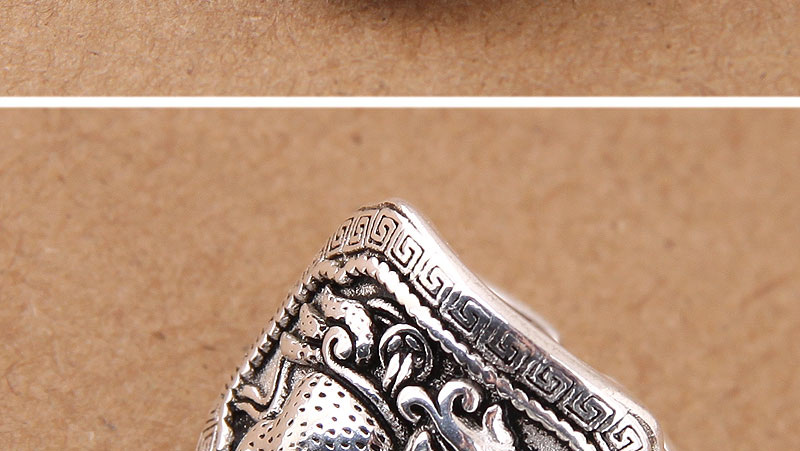 Elegant Antique Silver Lion Pattern Decorated Pure Color Ring,Fashion Rings
