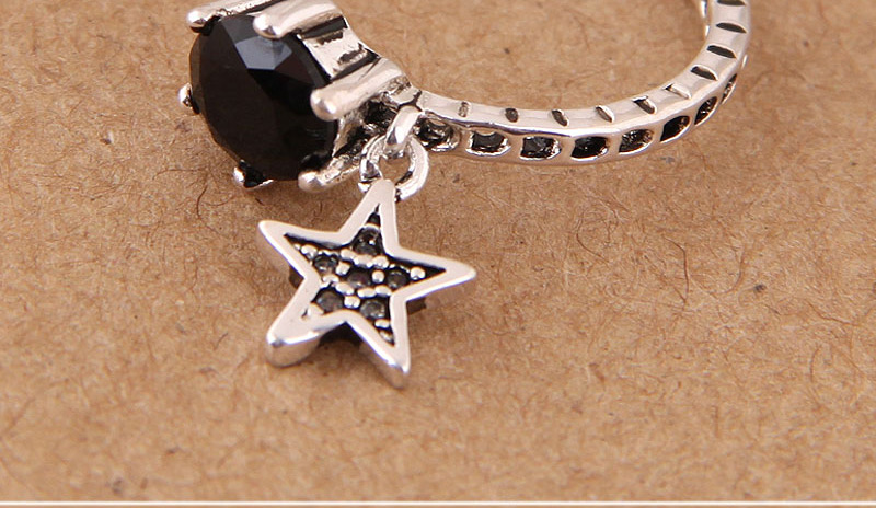 Elegant Black Star Pendant Decorated Pure Color Ring,Fashion Rings