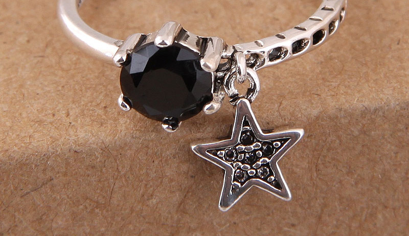 Elegant Black Star Pendant Decorated Pure Color Ring,Fashion Rings